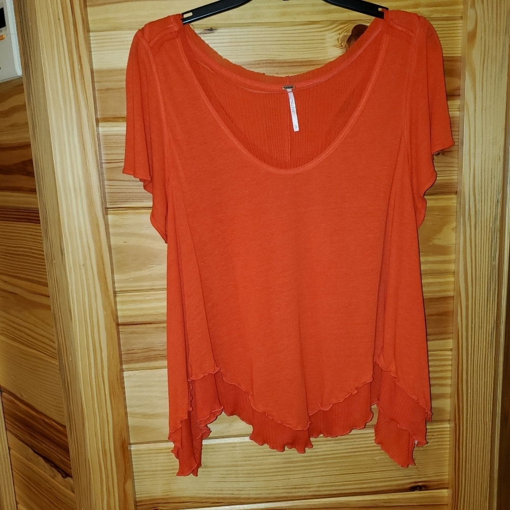 Free People Layered Raceback Design Oversized Flowy Top  XSmall